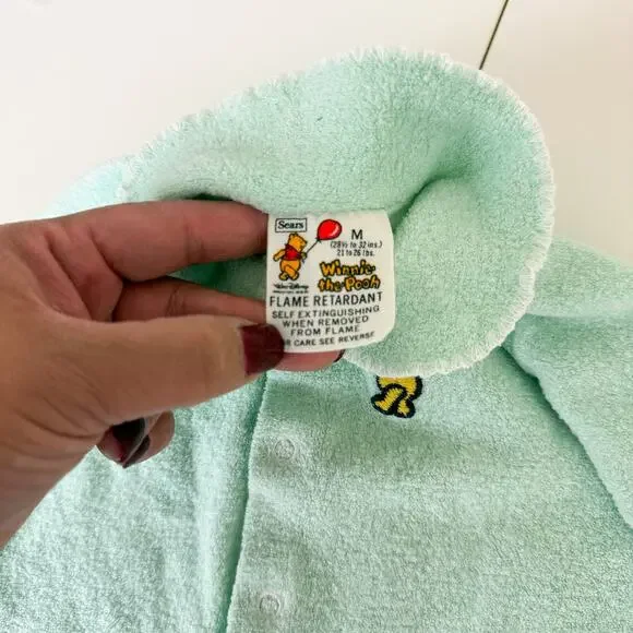 Vintage Sears Winnie The Pooh Terry Snap Footed Bodysuit Mint Green M 21-26lbs - Picture 4 of 8